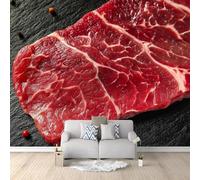 Tizhweqo Papel Pintado Pared Carne Cruda Papel Pintado Efecto 3D Filete Salón Dormitorio Fotomurales Tejido No Tejido Murales Decorativos Pared Wallpaper for Walls (250x175 cm) 1107v