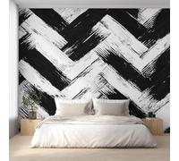 Tizhweqo Papel Pintado Pared Geometria Papel Pintado Efecto 3D Black White Salón Dormitorio Fotomurales Tejido No Tejido Murales Decorativos Pared Wallpaper for Walls (450x315 cm) 5615v