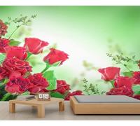 Tizhweqo Papel Pintado Pared Rosa Roja Papel Pintado Efecto 3D Rosas Salón Dormitorio Fotomurales Tejido No Tejido Murales Decorativos Pared Wallpaper for Walls (150x105 cm) 2001v