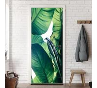 Tizhweqo Pegatina Puerta Hoja de Plátano Pegatinas para Puertas Hoja de Plátano Adhesivo Vinilo 3D Puerta Pegatina Pared Murales Papel Pintado Poster para Sala de Baño Decorativos 90x200 cm 4209a