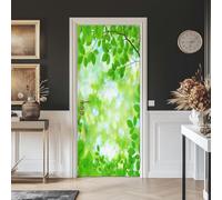 Tizhweqo Pegatina Puerta Hojas Verdes Pegatinas para Puertas Hojas Verdes Adhesivo Vinilo 3D Puerta Pegatina Pared Murales Papel Pintado Poster para Sala de Baño Decorativos 86x200 cm 4163a