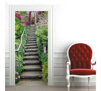 Tizhweqo Pegatina Puerta Vista del Jardín Pegatinas para Puertas Vista del Jardín Adhesivo Vinilo 3D Puerta Pegatina Pared Murales Papel Pintado Poster para Sala de Baño Decorativos 95x215 cm 3761a