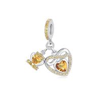 TIZU 925 Plata Esterlina Noviembre Piedra de Nacimiento Encantos，Corazón Infinito con Corona pulsera Cuento Encanto Joyería Regalos para Mujeres Niñas，Cumpleaños，día de la Madre