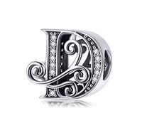 TIZU Abalorios Letra D de Plata de Ley 925 Charm Originales Iniciales para Pulsera Collar Regalo para Mujer Niña Mama