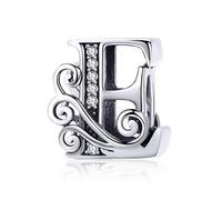 TIZU Abalorios Letra E de Plata de Ley 925 Charm Originales Iniciales para Pulsera Collar Regalo para Mujer Niña Mama
