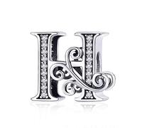TIZU Abalorios Letra H de Plata de Ley 925 Charm Originales Iniciales para Pulsera Collar Regalo para Mujer Niña Mama