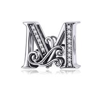 TIZU Abalorios Letra M de Plata de Ley 925 Charm Originales Iniciales para Pulsera Collar Regalo para Mujer Niña Mama