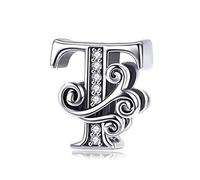 TIZU Abalorios Letra T de Plata de Ley 925 Charm Originales Iniciales para Pulsera Collar Regalo para Mujer Niña Mama