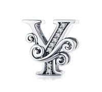 TIZU Abalorios Letra Y de Plata de Ley 925 Charm Originales Iniciales para Pulsera Collar Regalo para Mujer Niña Mama