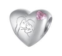 TIZU Charm Mom Abalorios Colgantes de Plata de Ley 925 Charms para Pulsera Collar, Charms de Festival Cumpleaños Para Mujer Mamá Niña (BSC233)