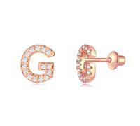 TIZU Pendientes Letra G Plata de Ley 925, Pendientes iniciales Niñas y Mujer Regalos de Cumpleaños