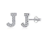 TIZU Pendientes Letra J Plata de Ley 925, Pendientes iniciales Niñas y Mujer Regalos de Cumpleaños