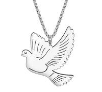 TIZURO Acero Inoxidable 18K Oro Platead Bonito Collar Paloma de la Paz Aves Animales Cadenas Colgante Espíritu Santo Joyas Para Mujeres Niñas Paloma Amantes Regalos (Plateado)