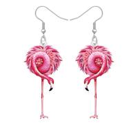 TIZURO Acrílico Bonito Rosa Flamenco Pendientes Colgante Hawaiano Tropicales Pájaros Animales Joyería Para Mujeres Niñas Amantes de las Aves Encantos Fiesta Regalos (Rosa)