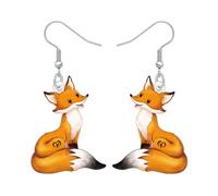 TIZURO Acrílico Bonito Zorro Rojo Pendientes Colgante Dibujos Animados Divertidos Animales Salvajes Novedad Joyería Para Mujeres Niñas Amantes del Zorro Charms Fiesta Regalos (Naranja)