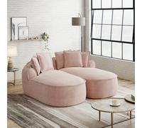 TIZZ Sofá cómodo de chenilla nube, sofá doble, diseño sin marco, chaise longue doble extra grande, incluye cojín, no requiere montaje, para salón, color rosa