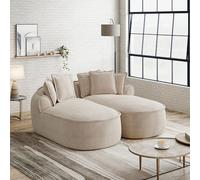 TIZZ Sofá cómodo de chenilla nube, sofá doble, diseño sin marco, chaise longue doble extra grande, incluye cojín, no requiere montaje, para salón, color marrón claro
