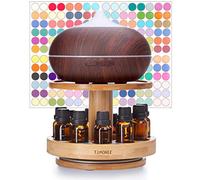 TJ.MOREE Carrusel de bambú para difusor - Estante de Aumento de Altura de 2 Niveles con Bandeja Superior para sostener difusor, para Botellas de aceites Esenciales de 5 ml, 10 ml, 15 ml, 20 ml