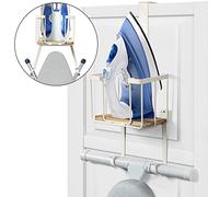 TJ.MOREE Soporte para tabla de planchar sobre la puerta/pared, soporte de almacenamiento para plancha y tabla de planchar, color blanco