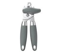 TJ POP Abrelatas manual 3 en 1, abrelatas de mano resistente con rueda de corte ultra afilada de acero inoxidable, borde liso, perilla de giro fácil de gran tamaño, con abrebotellas, color gris