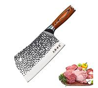 TJ POP Cuchillo de Chef Chino, Cuchillo de Carnicero Profesional 19.4cm Cuchillo de Cocina Afilado con Diseño de Colmillo Completo, Hoja de Acero 50CR15 Espesor 3.5mm,Serie TJ SEGA TC19071