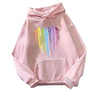TJ-Sheenbo Sudadera con capucha Rainbow Heart Pride para mujer, sudadera gráfica de festival gay y orgullo LGBT de manga larga casual, rosa claro, 3XL