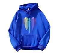 TJ-Sheenbo Sudadera con capucha Rainbow Heart Pride para mujer, sudadera gráfica de festival gay y orgullo LGBT de manga larga casual, azul, S
