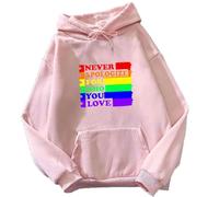 TJ-Sheenbo Sudadera con capucha Rainbow Heart Pride para mujer, sudadera gráfica de festival gay y trajes de orgullo LGBT, rosa claro, XS