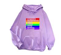 TJ-Sheenbo Sudadera con capucha Rainbow Heart Pride para mujer, sudadera gráfica de festival gay y trajes de orgullo LGBT, Morado (, 3XL