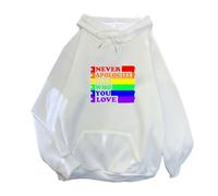 TJ-Sheenbo Sudadera con capucha Rainbow Heart Pride para mujer, sudadera gráfica de festival gay y trajes de orgullo LGBT, blanco, M
