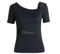 TJDWPRRD Tops de Baile Latino para Mujer Ropa Salsa Salsa Maillot Tango | con Manga Ajuste Delgado Empalme Malla Visión Transparente Cha Cha Samba Vestir Práctica Rendimiento