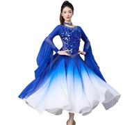 TJDWPRRD Traje de Competición de Vals para Mujer Vestido de Danza Estándar Nacional Falda de Baile Flamenco Foxtrot con Pedrería Ropa de Baile Rendimiento de Tango Salsa,C,3XL