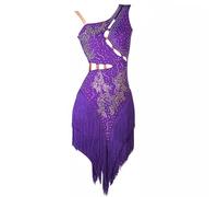 TJDWPRRD Traje de Rendimiento Latina para Damas Vestidos de Salón de Baile con Borlas Ropa de Concurso de Salsa Tango con Pedrería Falda de Baile Cha Cha Profesional,A,XXL