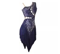 TJDWPRRD Traje de Rendimiento Latina para Damas Vestidos de Salón de Baile con Borlas Ropa de Concurso de Salsa Tango con Pedrería Falda de Baile Cha Cha Profesional,O,S
