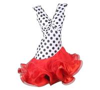 TJDWPRRD Trajes de Baile Latino con Cuello en V Vestidos de Salón de Baile para Mujer Ropa de Rendimiento de Tango Salsa Sin Espalda Conjunto de Práctica Elástico para Rumba Samba,A,XXL