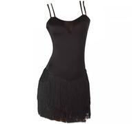 TJDWPRRD Vestido de Baile Latino con Tirantes Disfraz de Rendimiento de Tango Salsa con Borlas Ropa de Baile Salón de Baile Cha Cha Sin Mangas Faldas de Baile para Rumba Samba,A,XXL