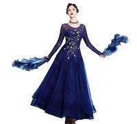 TJDWPRRD Vestidos de Baile de Competencia de Vals Profesional Disfraz de Salón de Baile Ropa de Baile Salsa Foxtrot con Diamantes Falda Estándar Nacional Exquisita,A,XXL