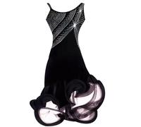 TJDWPRRD Vestidos de Baile Latino para Damas Trajes De Rendimiento de Salsa Tango con Pedrería Falda de Espina de Pescado Cha Cha Sin Mangas Ropa de Baile Exquisita para Rumba Samba,A,S