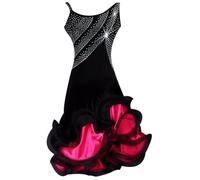 TJDWPRRD Vestidos de Baile Latino para Damas Trajes De Rendimiento de Salsa Tango con Pedrería Falda de Espina de Pescado Cha Cha Sin Mangas Ropa de Baile Exquisita para Rumba Samba,B,S