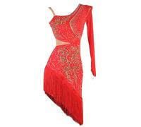 TJDWPRRD Vestidos de Salón de Baile Ropa de Baile Competencia Latina Profesional Faldas de Baile Rendimiento Salsa Tango para Mujer Traje de Baile Cha Cha Bordado,E,XXL