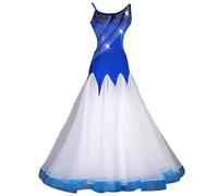 TJDWPRRD Vestidos del Concurso de Salón de Baile de Mujer Traje de Baile de Rendimiento de Vals Disfraces de Entrenamiento de Tango Flamenco Falda Estándar Nacional Transpirable,B,L