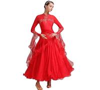 TJDWPRRD Vestidos del Concurso de Salón de Baile Ropa de Baile de Flamenco Vals con Diamantes Falda de Rendimiento de Tango Foxtrot Traje de Baile de Salsa Transpirable,H,XL