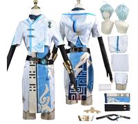 Tjlmomo Anime Chongyun Disfraz de Cosplay con vendaje Juego Honkai Star Rail de Role Adulto pulsera chal Uniforme Conjunto Completo Halloween Fiesta Carnaval Traje de Vestir Pendientes para Hombres