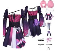 Tjlmomo Anime Emu Otori Purple Disfraz de Cosplay con Peluca Juego Project Sekai Colourful Stage Adulto Role Megurine Luka Uniforme Conjunto Halloween Fiesta Carnaval Traje de Vestir para Mujeres