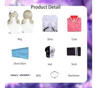 Tjlmomo Anime Kohane Azusawa Disfraz de Cosplay con Peluca Juego Project Sekai Colourful Stage Adulto Role Emu Otori Uniforme Halloween Fiesta Carnaval Traje de Vestir Pendientes para Mujeres (S)