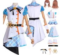 Tjlmomo Anime Minori Hanasato Cosplay Costume con parrucca Vestito Gioco Project Sekai Colourful Stage Cosplay Adulti Emu Otori Uniforme Completo Set Halloween Festa Carnevale Dress Up Suit per Donne