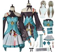Tjlmomo Anime Qingque Disfraz de Cosplay con Calcetines Juego Honkai Star Rail de Role Adulto Serpentina Uniforme Conjunto Completo Halloween Fiesta Carnaval Traje de Vestir Pendientes para Mujeres