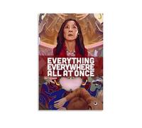 TJLTXV Póster artístico impermeable de alta definición con texto en inglés "Everything Everywhere All at Once" para cocina, baño, dormitorio, sin taladrar, fácil de instalar, decoración multiescena