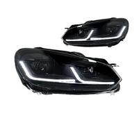 TjOta Faro Delantero Para VW Para Golf 6 R20 MK6 2009-2012 Faros Delanteros LED Diurnos Con Doble Proyector Accesorios Modificados Faros Principales(Halogens LHD,Black Set)