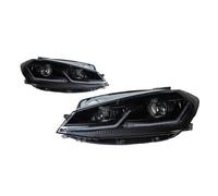 TjOta Faro Delantero Para VW Para Golf 7.5 MK7.5 2018-2020 Faros Delanteros LED Estilo Diurno Con Doble Proyector DRL Accesorios Restyling Faros Principales(Black 2pcs,LHD)